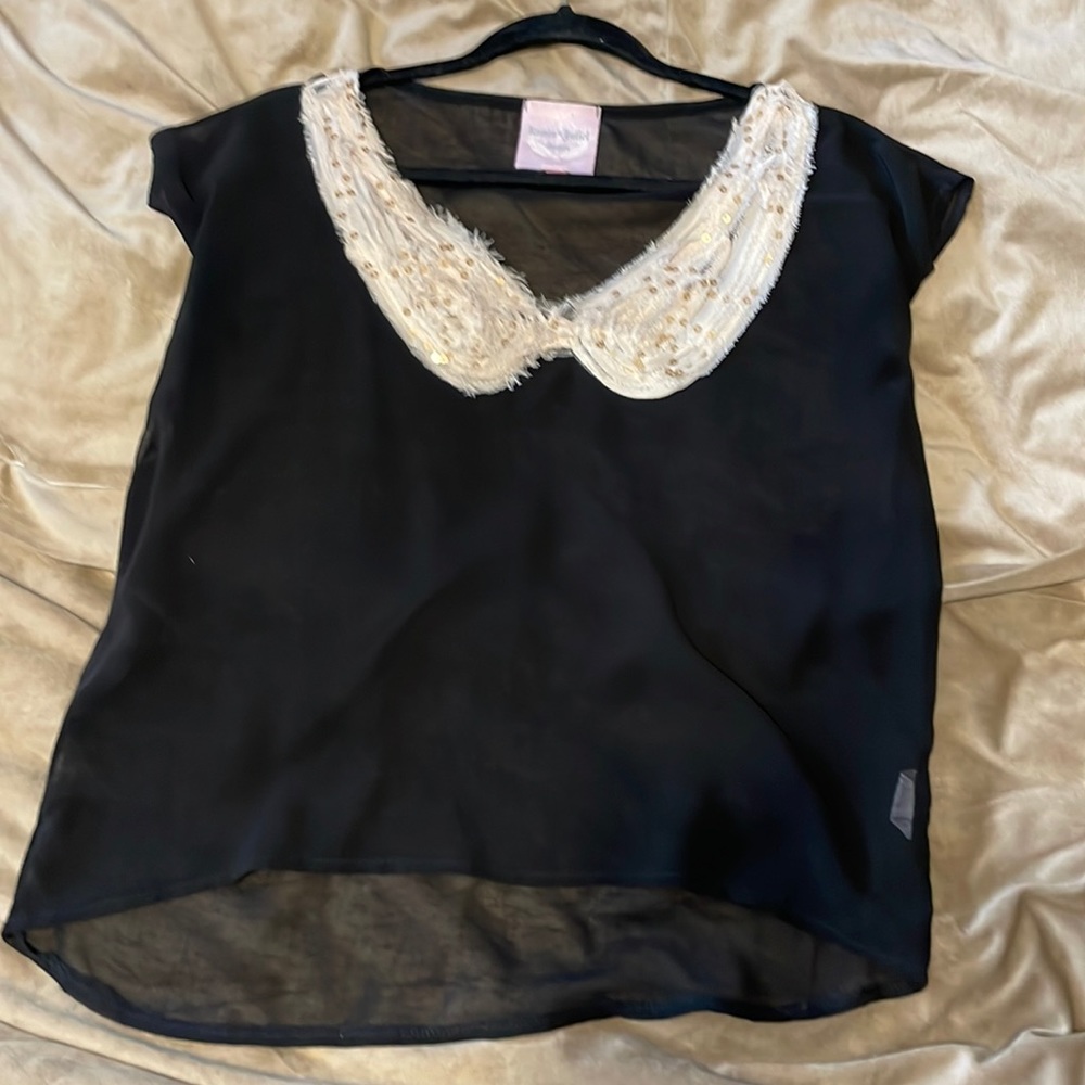 Sheer black Romeo and Juliet couture blouse Size:M
